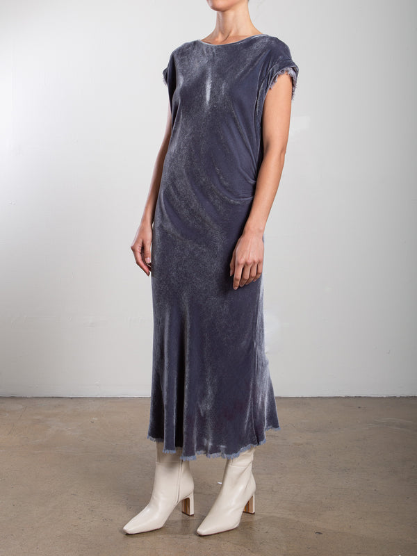 Neve Dress in Velvet - Pewter