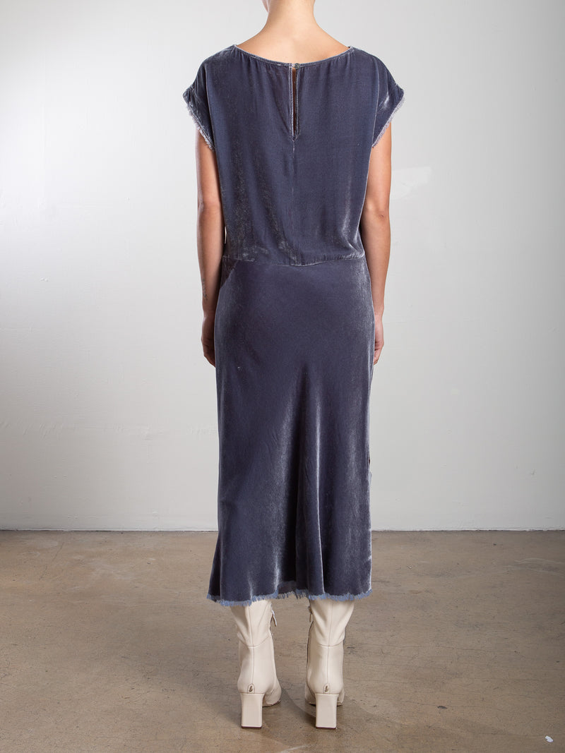 Neve Dress in Velvet - Pewter