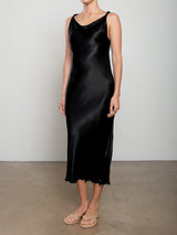 Solene Dress in Vintage Satin - Black