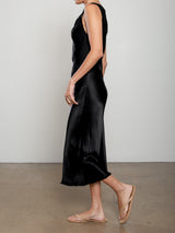 Solene Dress in Vintage Satin - Black