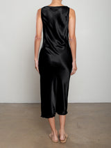 Solene Dress in Vintage Satin - Black