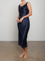 Solene Dress in Vintage Satin - Night