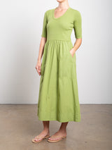 Zaina Dress in Paperweight Cotton - Lime