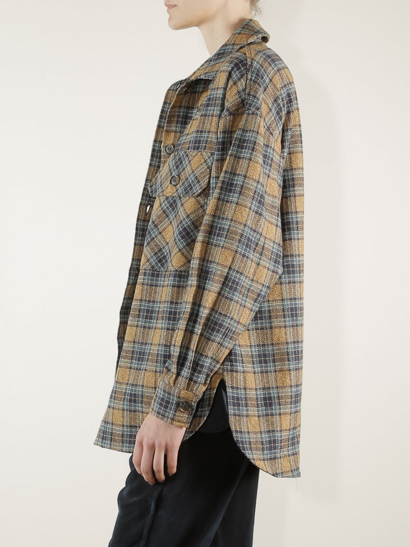 Laura Oversized Shirt Jacket in Plaid - Night/Wheat *Final Sale*