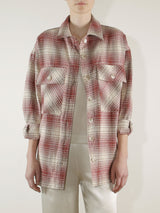 Laura Oversized Shirt Jacket in Plaid - Ruby/Oat