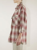 Laura Oversized Shirt Jacket in Plaid - Ruby/Oat