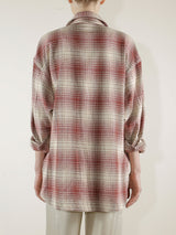 Laura Oversized Shirt Jacket in Plaid - Ruby/Oat *Final Sale*