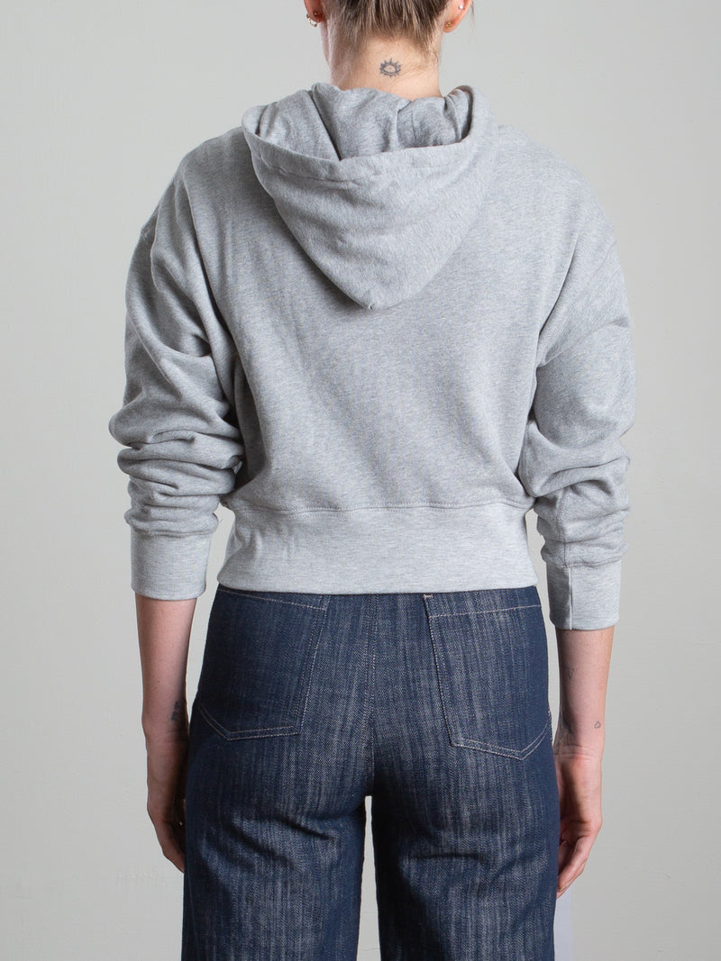 Tiffany Cropped Zip Hoodie in French Terry - Heather Grey