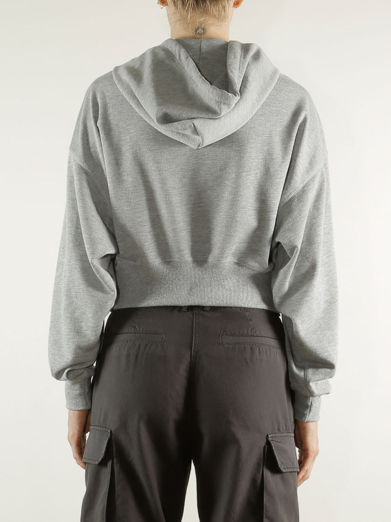 Tiffany Cropped Zip Hoodie in French Terry - Heather Grey