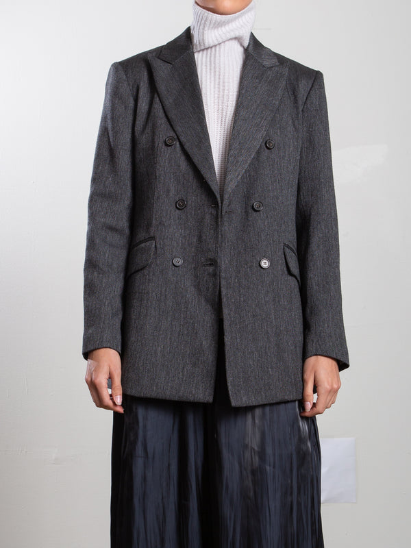 Trudi Blazer in Herringbone - Black