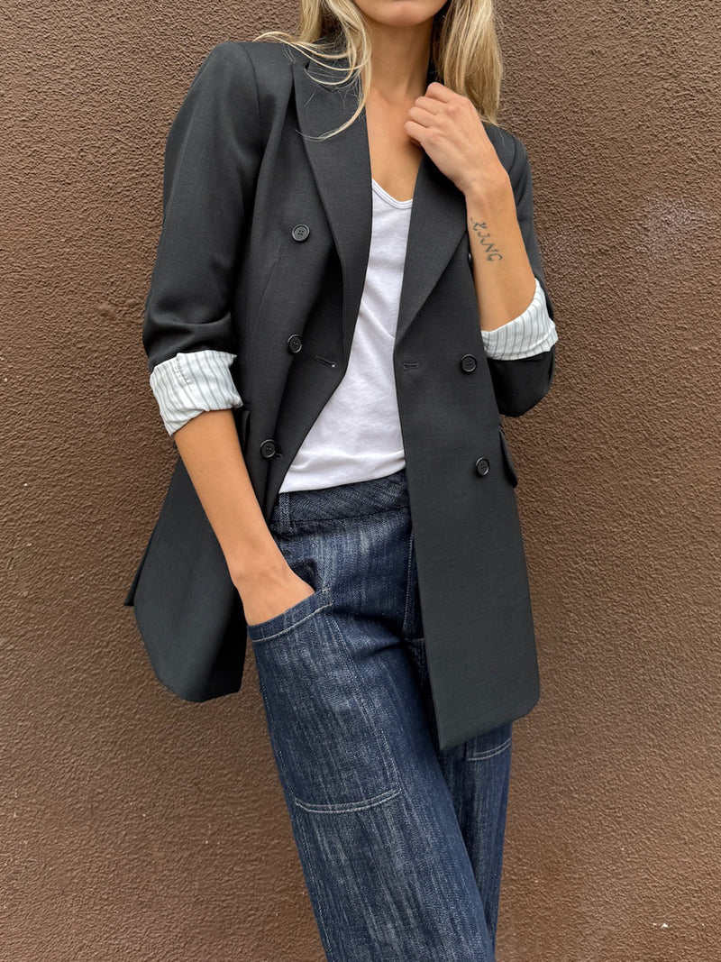 Trudi Blazer in Sharkskin - Charcoal