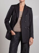 Trudi Blazer in Capone Tonal Stripe - Black