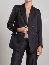 Trudi Blazer in Capone Tonal Stripe - Black