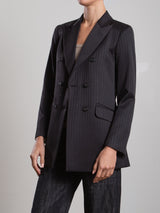Trudi Blazer in Capone Tonal Stripe - Black