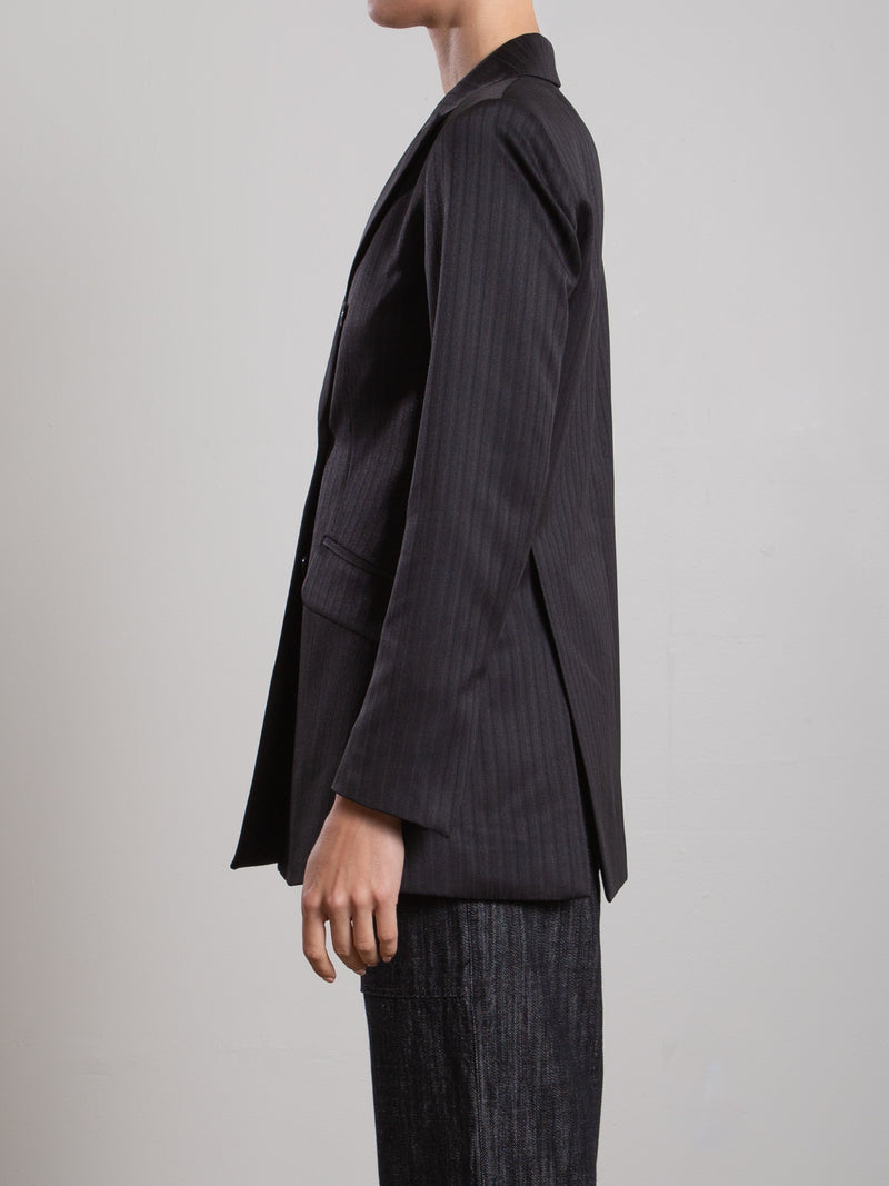 Trudi Blazer in Capone Tonal Stripe - Black