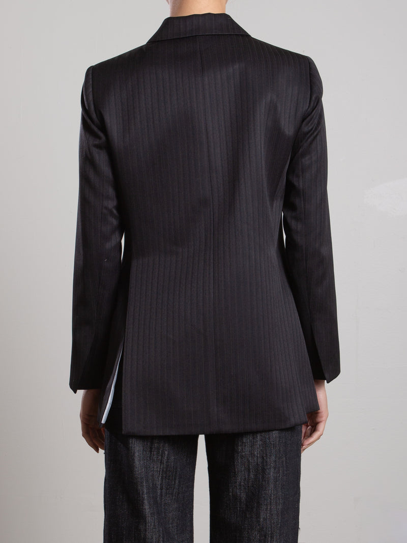 Trudi Blazer in Capone Tonal Stripe - Black