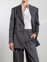 Trudi Blazer in Capone Tonal Stripe - Dark Grey