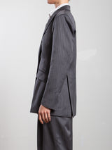 Trudi Blazer in Capone Tonal Stripe - Dark Grey
