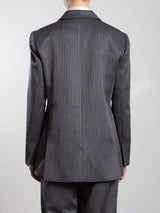 Trudi Blazer in Capone Tonal Stripe - Dark Grey