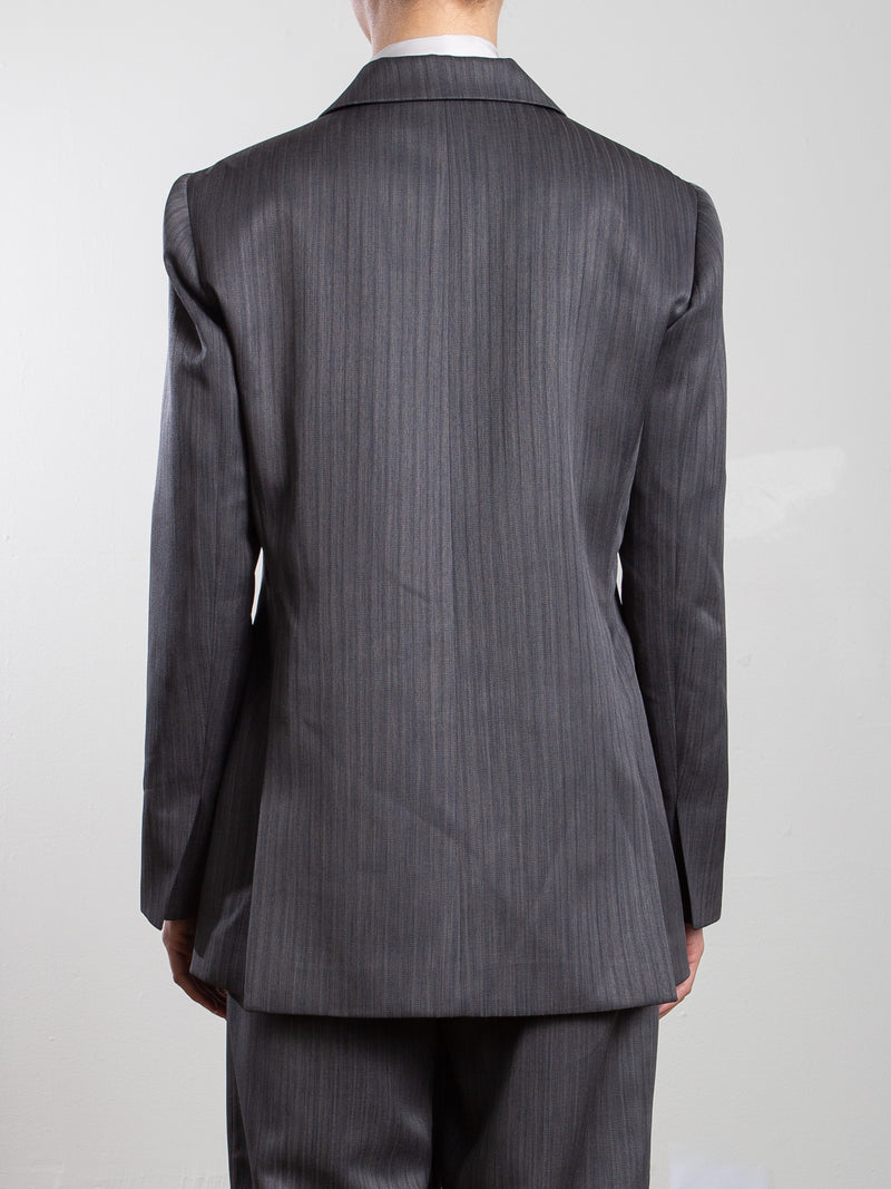 Trudi Blazer in Capone Tonal Stripe - Dark Grey