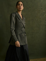 Trudi Blazer in Capone Tonal Stripe - Dark Grey