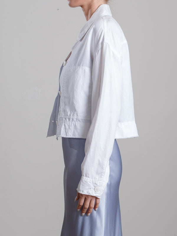 Rowan Crop Jacket in Linen - White