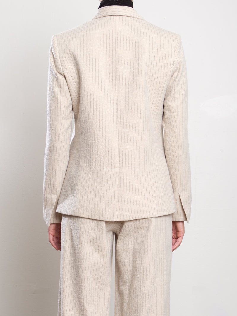 Cyrus Blazer in Brushed Pinstripe - Oat