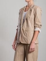 Cyrus Blazer in Faux Leather - Biscotti