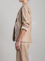 Cyrus Blazer in Faux Leather - Biscotti