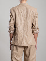 Cyrus Blazer in Faux Leather - Biscotti