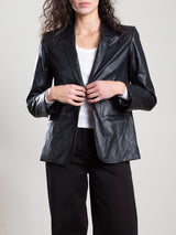 Cyrus Blazer in Faux Leather - Black