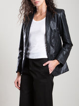 Cyrus Blazer in Faux Leather - Black