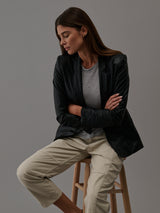 Cyrus Blazer in Faux Leather - Black