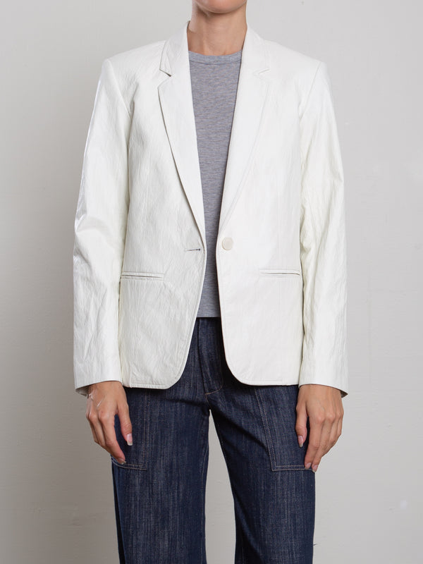 Cyrus Blazer in Faux Leather - Ivory