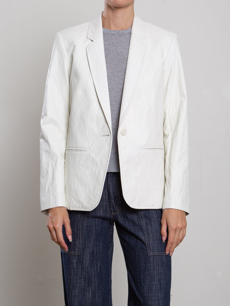 Cyrus Blazer in Faux Leather - Ivory