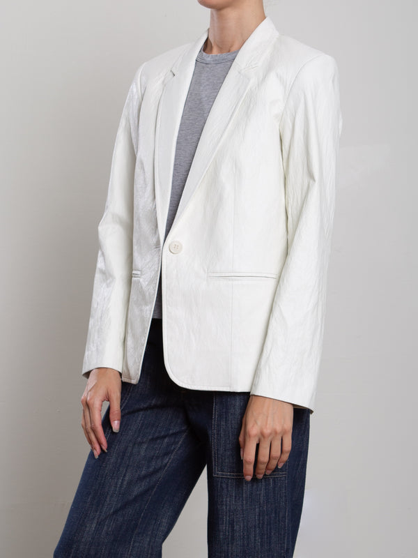 Cyrus Blazer in Faux Leather - Ivory