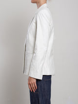 Cyrus Blazer in Faux Leather - Ivory