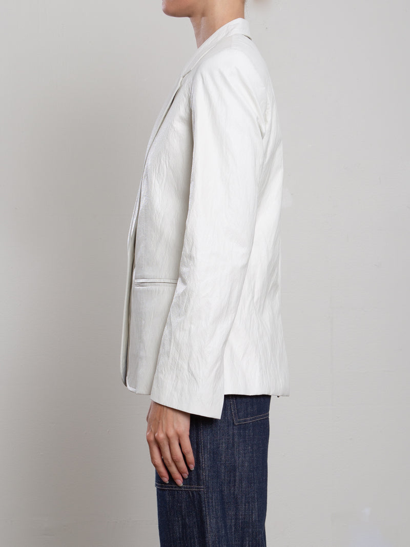 Cyrus Blazer in Faux Leather - Ivory