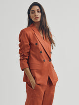 Jules Blazer in French Linen - Persimmon