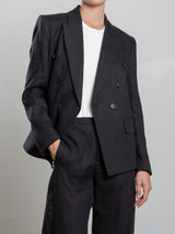 Jules Blazer in French Linen - Black