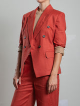Jules Blazer in French Linen - Persimmon