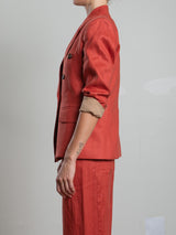 Jules Blazer in French Linen - Persimmon