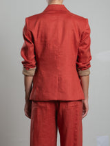 Jules Blazer in French Linen - Persimmon
