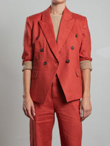 Jules Blazer in French Linen - Persimmon