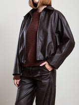 Andre Bomber Jacket In Vegan Leather - Espresso