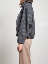 Andre Bomber Jacket In Wool Pinstripe - Harbor