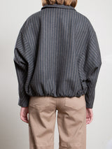 Andre Bomber Jacket In Wool Pinstripe - Harbor