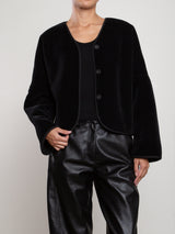 Naomi Jacket In Reversible Double Face Corduroy - Black