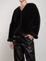 Naomi Jacket In Reversible Double Face Corduroy - Black