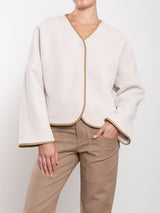 Naomi Jacket In Reversible Double Face Corduroy - Cream